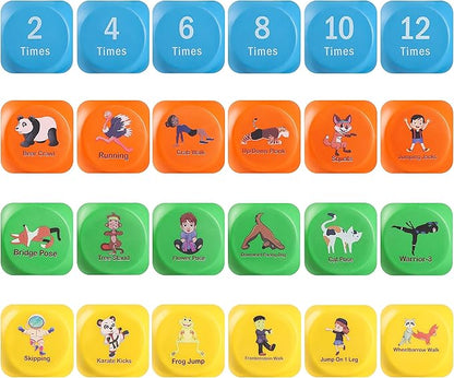 Fun Fitness Dice for Kids - Children's Workout Dice and Yoga Dice Set - Fitness Exercise Dice Game with Kids Yoga Poses - Childrens Foam Exercise Dice, Great Kids Exercise Equipment - Kids Ages 3+