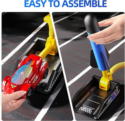 Rocket Toy Car Launcher, 2 Race Car and 6 Foam Rockets, Outdoor Outside Backyard Toys for Boys & Girls, Birthday Gift Toys for Kids Boys Girls Age 3 4 5 6 7 8 Years Old