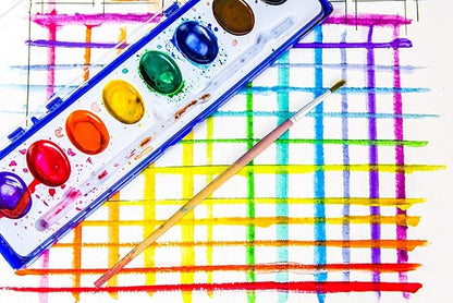 Color Swell Bulk Watercolors Paint Pack with Wood Brushes - 36 Sets with 8 Washable Colors Each - Perfect for Kids, Classrooms, Parties, Students, Donations, Party Favors, All Ages