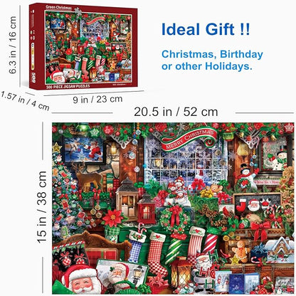 500 Piece Puzzles for Adults Green Christmas 20.5 x 15 Inch 500 Piece Jigsaw Puzzles for Adults Christmas Puzzles 500 Pieces for Adult