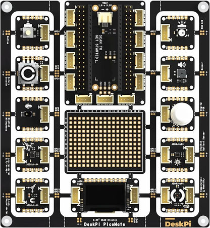 GeeekPi DeskPi PicoMate for Raspberry Pi Pico/Pico W, Learning Electronics and Programming Platform Based on Pi Pico/Pico W, with 12 Detachable Modules