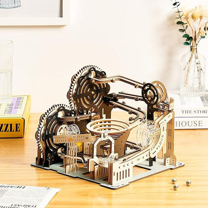 3D Wooden Puzzles Marble Run Set - Mechanical Model Kits with Motor, Brainteaser and Puzzle for Christmas/Birthday,Gifts for Adults and Teens to Build Combination