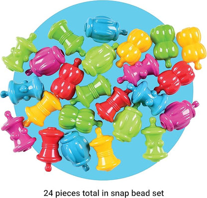 Constructive Playthings Colorful Snap Beads Set for Children and Toddlers Ages 1+, Pop Beads Arts and Craft Developmental Kids STEM Toy Set, Multicolor