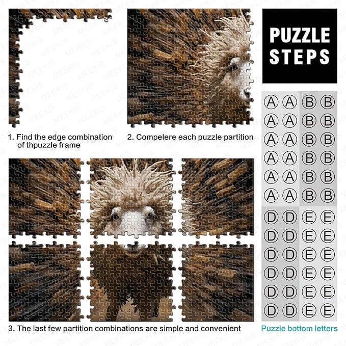 Sheep 500 Pieces 3D Animal Thickened Wooden Jigsaw Puzzles Adults Fun Toy Intellectual Game Home Decoration Education Game Stress Relief Toy Premium & Durable 500pcs (52x38cm)
