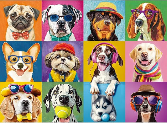 300 Pieces Puzzles for Adults,Large Pieces Multicolor Dogs Puzzle for Kids Teens Seniors,Funny Puppy Theme Jigsaw Puzzles for Kids Ages 8-10 8-12 10-12,Puzzles for Family Game Nights,20.5 x 15 in