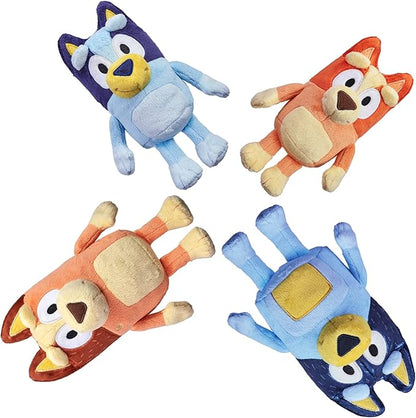Bluey Heeler Family Stuffed Animal Set of 4, 7-8”, Soft, Bingo, Bandit, and Chilli Plush Figure Toys, Cuddly Plush Toys for Kids Ages 3+