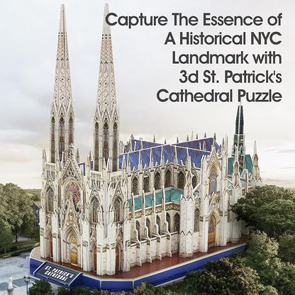 CubicFun 3D Puzzles for Adults St. Patrick's Cathedral Model Kits, New York Architecture Puzzles for Adults Building Toys for Kids Ages 10+, 117 Pieces with Booklet Easter Gifts Valentine's Day Gift