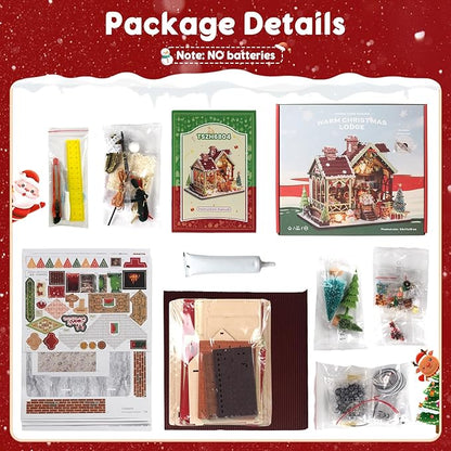 Christmas Miniature Dollhouse Kit, DIY Miniature House Kits for Adults, Mini Model Building Sets with Furniture, Snowman and Christmas Tree, Wooden House Kit Decoration Gift