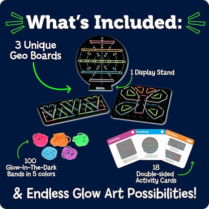 Learning Resources STEM Explorers Geo-Glow Art Kit, Glow in The Dark Toys, Kids Art Display, Kids Building Toys, Homeschool, Arts and Crafts Toys, Fine Motor Skills