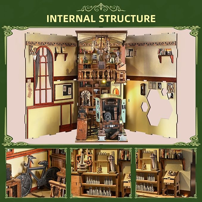Book Nook Kit, DIY Scene Miniature House Kit Tiny House Mini Booknook Craft Bookshelf Decor, 3D Puzzles for Adults, Gifts for Book Lovers (The Radium Lady)