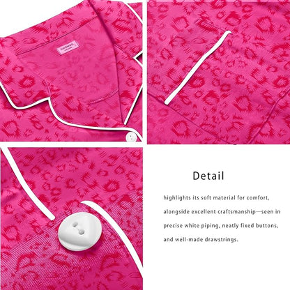 SWOMOG Womens Button Down Pajamas Set Short Sleeve Sleepwear Bride Soft Pj Lounge Sets XS-3XL