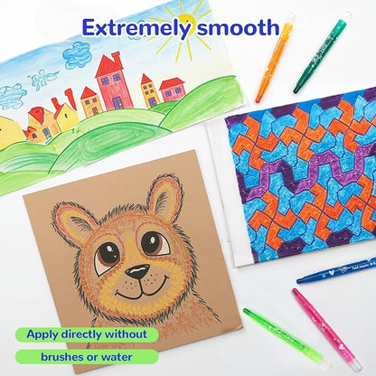 M&G 24 Colors Washable Non-Toxic Crayon Set for Toddlers Children Coloring, Twist Crayons for Kids Toddlers, Art Supplies for Coloring Book for Gifts and School Projects