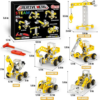 Erector Sets for Kids Ages 8-12,6 Nano Engineering Toys for Kids 5-7,Metal Building Construction Model kit,DIY STEM Building Blocks Gift for Boys & Girls(273pcs)