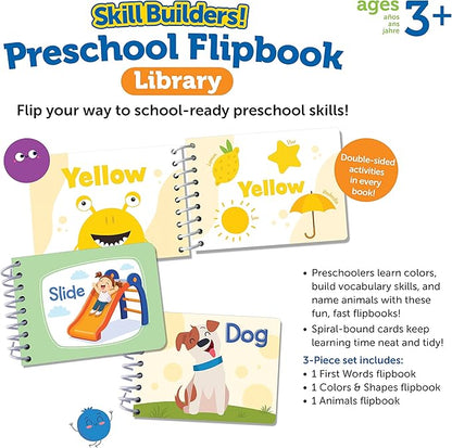 Learning Resources Skill Builders! Toddler Flipbook Library, 3 Pieces, Ages 2+, Educational Toys, Alphabet Learning, Toddler Learning Books, Toddler Activity Book