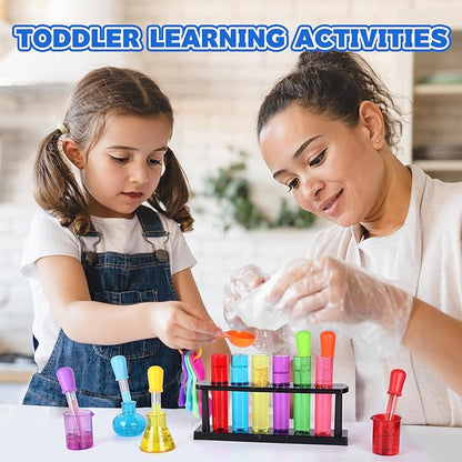 Test Tubes Dropper Beaker Set, Science Kits for Kids, Droppers Chemistry Set STEM Toys for Toddlers, Preschool Science Center Materials, Science Experiments for Kids 4-6 Homeschool Supplies