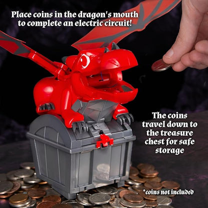 Thames & Kosmos Robotic Dragon Bank Kit | Hands-on STEM Construction Toy, Build a Mechanical Dragon Coin Bank, Explore Electric Circuits & Engineering, Educational Birthday Gift, Boys & Girls Ages 8+
