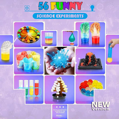 STEM Science Kits For Kids - 56 Science Lab Experiments For Teenagers Age 8-10-12-14 Volcano Crystal Growing Chemistry Projects,Educational Activities Toys Game For Boy & Girl Christmas Birthday Gifts