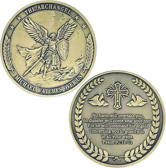Archangel Saint Michael Challenge Coin Religious Coins Christian Collectors Coin (Single Coin)