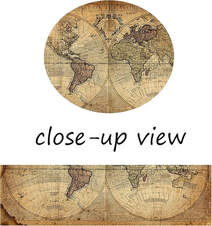 Vintage World Map Canvas Wall Art, Beige Nautical Map Background Pictures Print on Canvas for Office Decor, Antique Earth Map Framed Art for School- Living Room Wall Decoration 18x12 Inches