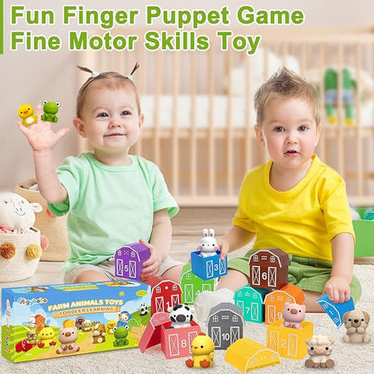 Learning Toys for 1,2,3 Year Old Toddlers, 20Pcs Farm Animals Toys Montessori Counting, Matching & Sorting Fine Motor Games, Christmas Birthday Easter Gift for Baby Boys Girls Age 12-18 Months