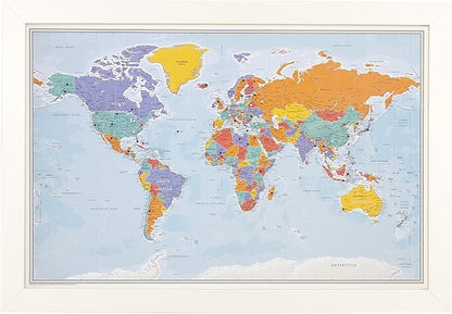 Push Pin Travel Maps - Blue Oceans World - Textured White Framed Pin Map for Tracking Your Travels - 27.5" x 39.5" - 8 Handcrafted Frame Options - Made in USA - Ideal for Any Traveler