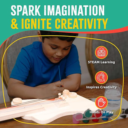 SparkJump DIY Wood Building Kits, STEM Woodworking Kit for Kids, Creative Fun Craft Projects, Great Gift for Boys & Girls (Wooden Guitar, 1-Pack)