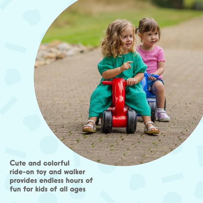 Careplay 2-in-1 Puppy Push & Ride-on Toy, Indoor & Outdoor Use, Low Profile Seat, Recommended for Children up to 50lbs, Durable Construction, Made in The USA (Red)
