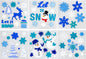 Christmas Window Clings Gel Blue and White Snowflake Snowman 6-Piece Set, Christmas Decorations for Glass Windows and Wall, Winter Glitter Snowflake Window Clings, School Home Xmas Party Decorations