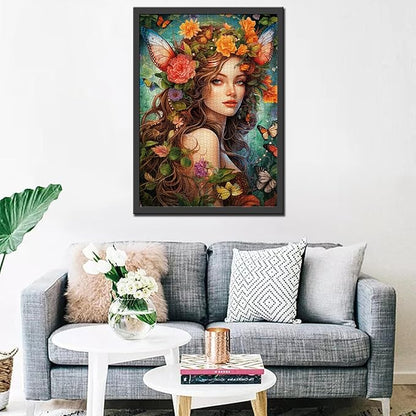 Tucocoo Beautiful Woman Jigsaw Puzzles for Adults 1000 Pieces, Butterfly Flowers Female Art Jigsaw Puzzle Colorful DIY Puzzles for Home Decoration Gifts, Family Puzzle Perfect for Game Nights