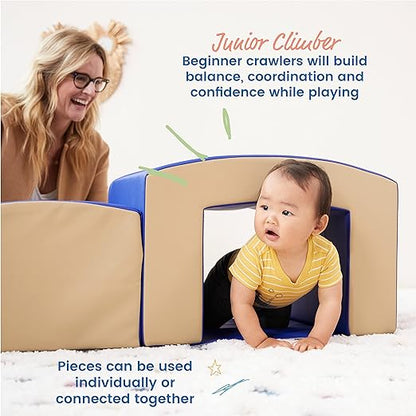 ECR4Kids SoftZone Junior Mix n' Match Tunnel and Bump, Beginner Playset, French Blue, 2-Piece