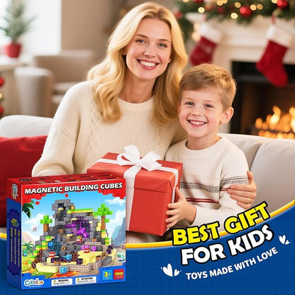 Magnetic Blocks, Build Mine Magnet World Set for Kids Ages 4-8, Magnetic Tiles Toddler Outdoor Toy STEM Construction Building Blocks Sensory Toys for Boys & Girls Ages 3+ Kids Games