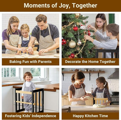 COSYLAND Toddler Kitchen Stool Helper – Stable A-Frame Design Kids Kitchen Step Stool with Protective Crossbar – Wooden Toddler Standing Tower for Learning in Bathroom (Black & Natural)