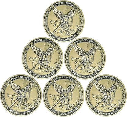 Archangel Saint Michael Challenge Coin Religious Coins Christian Collectors Coin (Pack of 6)