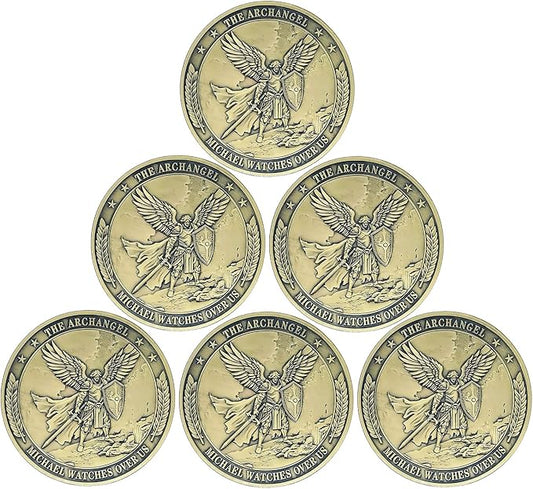 Archangel Saint Michael Challenge Coin Religious Coins Christian Collectors Coin (Pack of 6)