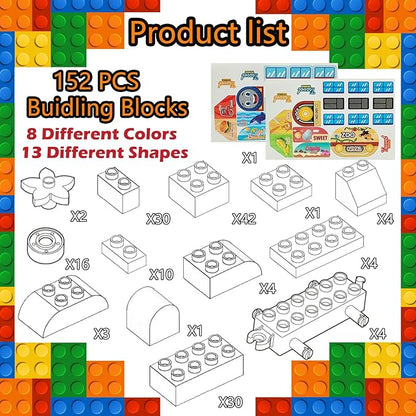 150 Pcs Classic Building Blocks Set for Toddlers 3-6, Large Building Bricks Train Educational Toy STEM Toys Compatible with Major Brands Gift for Kids