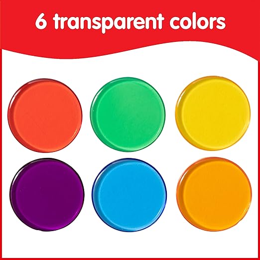 edxeducation Transparent Counters | Set of 500 | Math Manipulatives for Kids | Assorted Colors | 3/4 in | Counting, Sorting, Light Table, Bingo and more