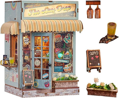 Book Nook Kit，DIY Miniature Dollhouse Kit for Adults and Teens，3D Wooden Tiny House for Family and Friends，Bookshelf Decor in Halloween/Christmas (DH-HYXZ-Blue)