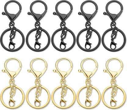 10 Pack a Set Metal Lobster Claw Clasps and Key Rings, Key Chain Accessories, Keychain Making kit for Keys, Art Crafts, Jewelry Making, Gold - Gunmetal