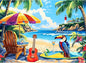 500 Piece Jigsaw Puzzle for Adults, Beach Scenery Jigsaw Puzzle, Chair and Guitar Jigsaw Puzzles, Seaside Lover Challenging Puzzles for Friends Family Activity Game Nights Gifts