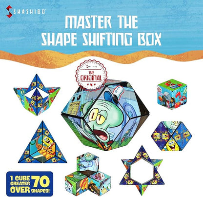 SHASHIBO Spongebob Squarepants Shape Shifting Box - STEM Magnetic Fidget Cube That Transforms Into Over 70 Shapes, Download Fun in Motion Toys Mobile App (Krusty Krab)