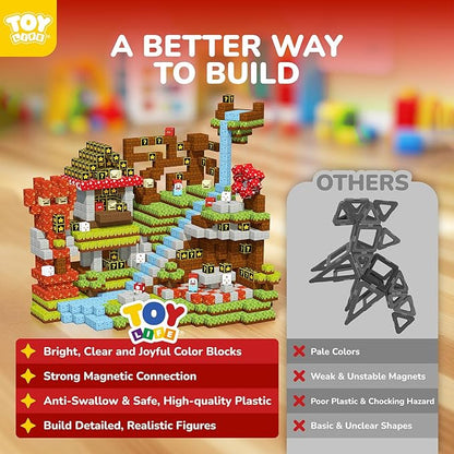 TOY Life Magnetic Blocks - 100PCS Magnetic Building Blocks Set for Kids Age 3-12 Year Old Boys Girls, 1" Mine World Magnet Building Cubes Sets for Toddlers