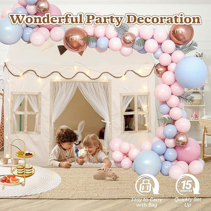 Kids Play Tent, Toddlers Large Playhouse with Star String, Flag, Machine Washable, Indoor and Outdoor Play Tent for Kids, Girls & Boy Aged 3+, 50" x 34" x 51", Cream