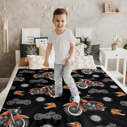 Throw Blankets for Boys Men Motorcycle Blanket Gift for Kids Adults - 60x80 Inches Soft Cozy Throw for Sofa Chair Couch Bed