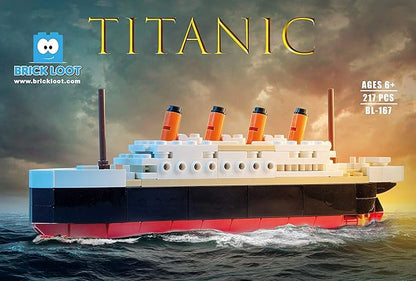 Brick Loot Titanic Building Set – 217-Piece Lego Compatible Ship Model Kit, DIY Mini Bricks 3D Puzzle STEM Toy for Adults & Kids, Collectible Display Gift (Medium)