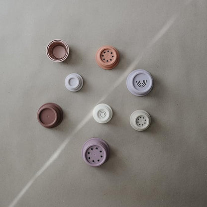 mushie Stacking Cups Toy 8pcs | Made in Denmark (Petal)