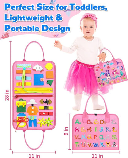 Gojmzo Busy Board Montessori Toys for Toddler Girl Birthday Gifts, Busy Book Sensory Toys for Toddlers, Learning Educational Toddler Travel Activities