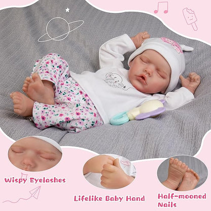 Newborn Baby Doll 20-Inch Sleeping Realistic Baby Dolls Full Body Soft Vinyl Baby Doll Girls Adorable Real Life Baby Dolls with Clothes and Toy Accessories for Kids Age 3+