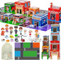 Cinrobiye Community Helpers Sorting and Stacking Set with Wooden Figures Traffic Signs Vehicles Modern City Mat Vehicle Preschool Learning Montessori Game Nesting Boxes for Boys Girls Birthday Gift