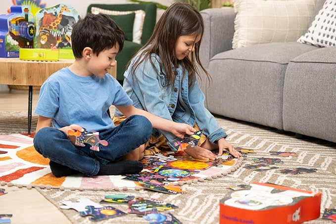 Crocodile Creek 36-Piece Jigsaw Floor Puzzle - Fun Floor Puzzles for Kids Ages 3-5 - Heavy-Duty Shaped Box for Storage - Mermaid Palace - 27" W x 20" H Finished