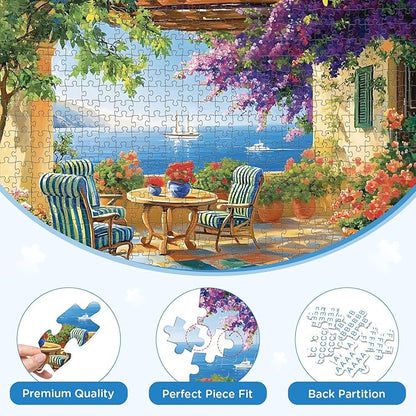 500 Pieces Puzzle for Adults, Beach and Boat Jigsaw Puzzle 500 Piece, Puppy and Colorful Flower 500 Pieces Jigsaw Puzzle, Challenging Game Home Decor Toy for Adults Kids Seniors 20.5 * 15 in